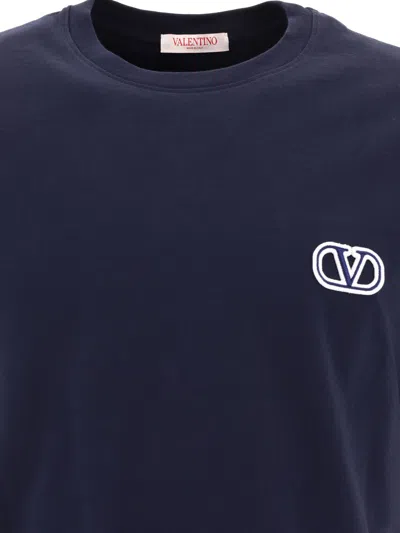 Shop Valentino Blue V-logo Patch T-shirt For Men