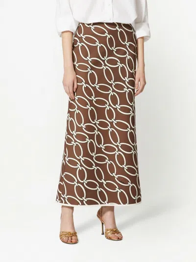 Shop Valentino Chain Printed Skirt In Brown | Ss23 Women's Fashion | Luxurious And Chic