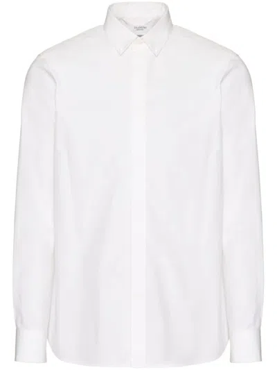 Shop Valentino Classic White Cotton Shirt With Signature Rockstud Detailing For Men