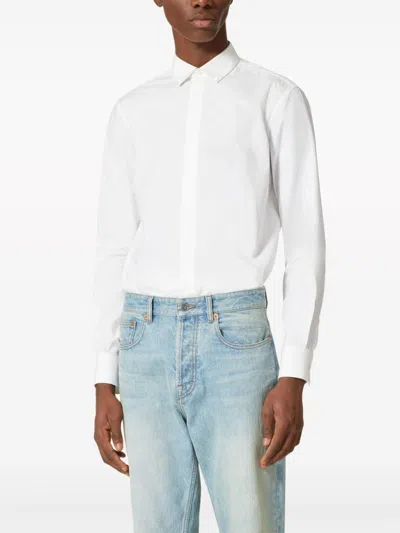 Shop Valentino Classic White Cotton Shirt With Signature Rockstud Detailing For Men