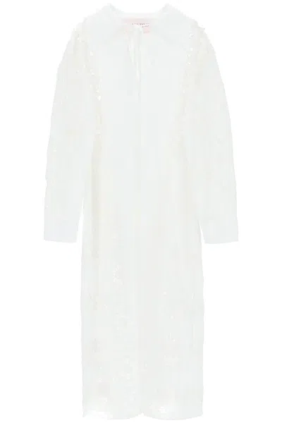 Shop Valentino Elegant Maxi Caftan Dress In Broderie Infinie Flower For Women In White