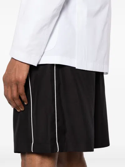 Shop Valentino Embroidered Silk Men's Shorts With Side Stripe Detailing In Black