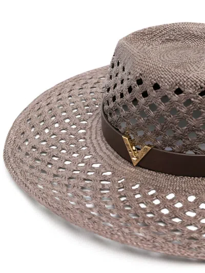 Shop Valentino Feminine Large Brim Straw Hat In Fondant