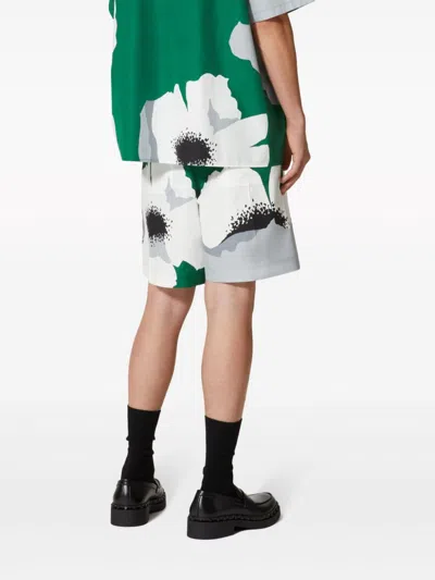 Shop Valentino Floral Print Cotton Shorts For Men In Green