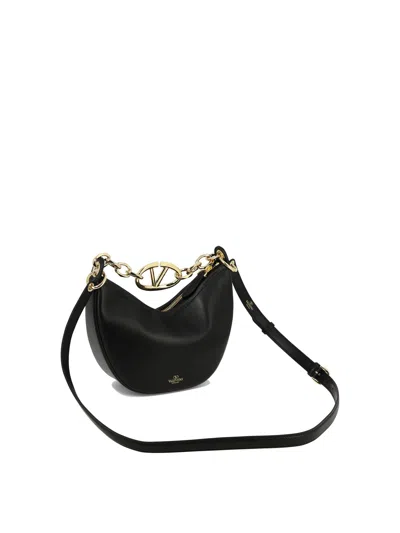 Shop Valentino "mini Vlogo Moon" Shoulder Handbag In Black