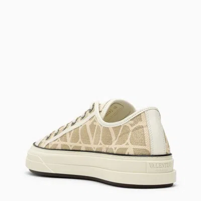 Shop Valentino Beige And Ivory Jacquard Fabric Trainers For Women