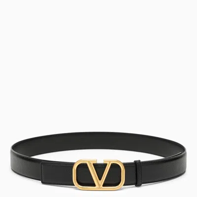 Shop Valentino Black Leather Belt With Vlogo Detail For Men's Fashion