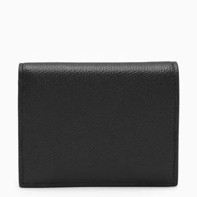 Shop Valentino Black Leather Wallet For Women With Metallic Vlogo Detail