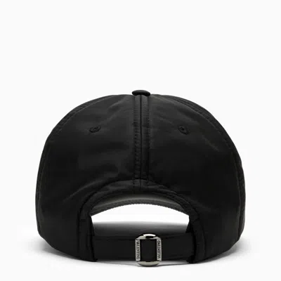 Shop Valentino Black Nylon Baseball Cap With Tone-on-tone Lettering For Men