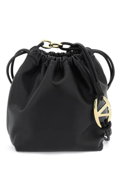 Shop Valentino Beige Nappa Leather Bucket Handbag For Women In Black