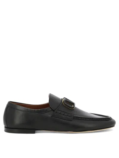 Shop Valentino Black V-logo Loafers For Men
