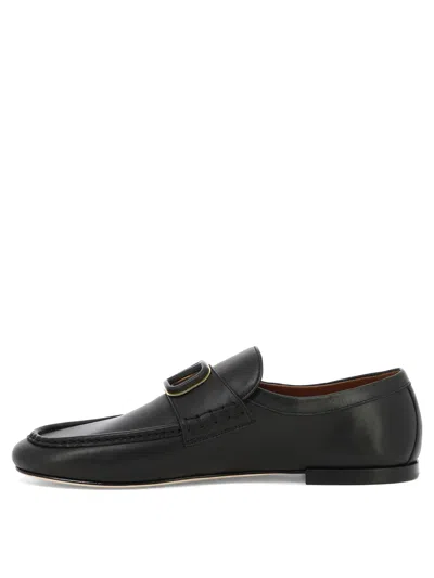 Shop Valentino Black V-logo Loafers For Men