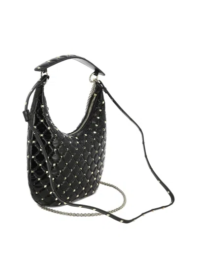 Shop Valentino Black Rockstud Spike Small Shoulder Handbag For Women