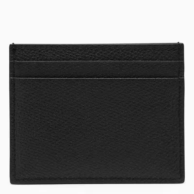 Shop Valentino Black Vlogo Grained Leather Card Holder For Women