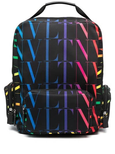 Shop Valentino Designer Multicolor Men's Backpack For Ss21 In Black