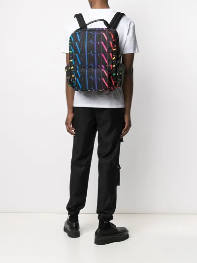 Shop Valentino Designer Multicolor Men's Backpack For Ss21 In Black