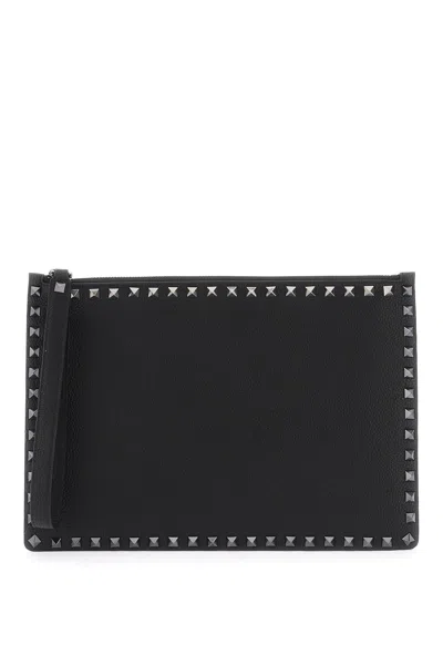 Shop Valentino Edgy Black Leather Clutch | Ss24 Collection