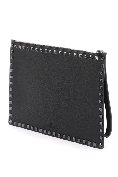 Shop Valentino Edgy Black Leather Clutch | Ss24 Collection