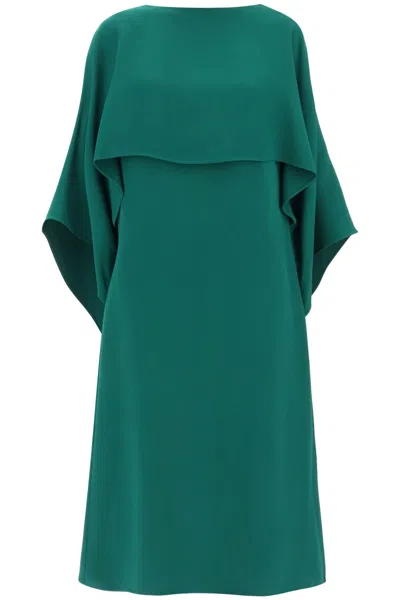 Shop Valentino Elegant Green Silk Cape Dress For Women