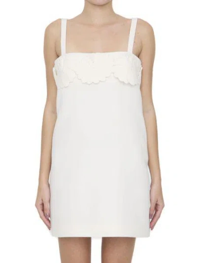 Shop Valentino Elegant Ivory Short Dress With Embroidered Details For Women