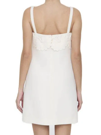 Shop Valentino Elegant Ivory Short Dress With Embroidered Details For Women