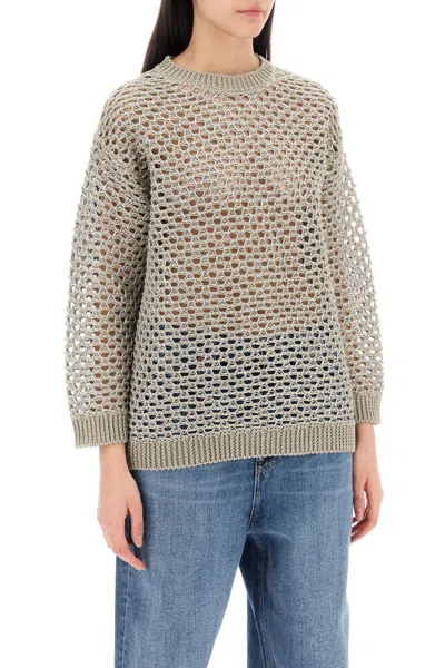Shop Valentino Flowing Mesh Knit Pullover With Sequin Detail In Multicolor