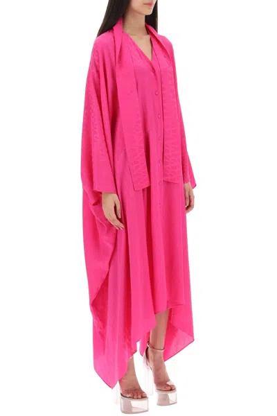 Shop Valentino Fuchsia Jacquard Maxi Shirt Dress For Women