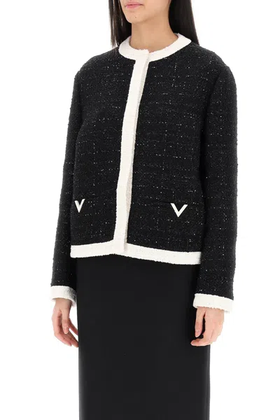 Shop Valentino Glaze Tweed Jacket In Mixed Colours For Women In Multicolor