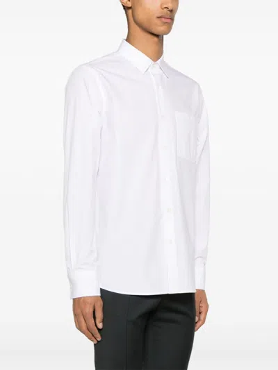Shop Valentino Luxurious V-logo Cut-out Cotton Shirt For Men In White