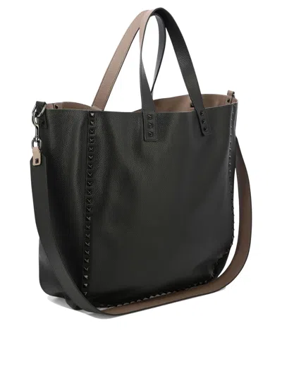 Shop Valentino Men's Brown Leather Studded Shoulder Handbag For Ss24