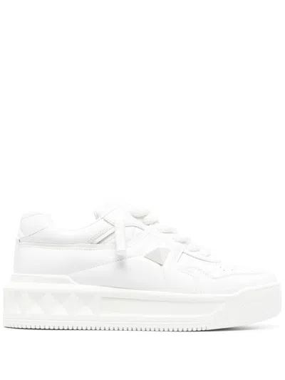 Shop Valentino Men's Ivory White Sneaker With Signature Stud Detailing And Flatform Sole