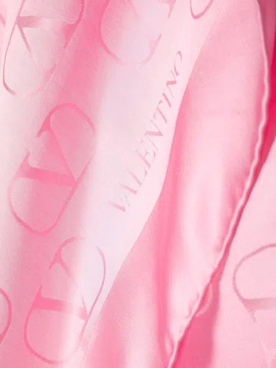 Shop Valentino Pink Vlogo-print Silk Scarf From  For Women