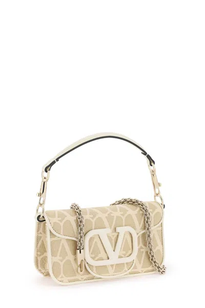 Shop Valentino Raffia Shoulder Handbag With Toile Iconographe Pattern In Beige