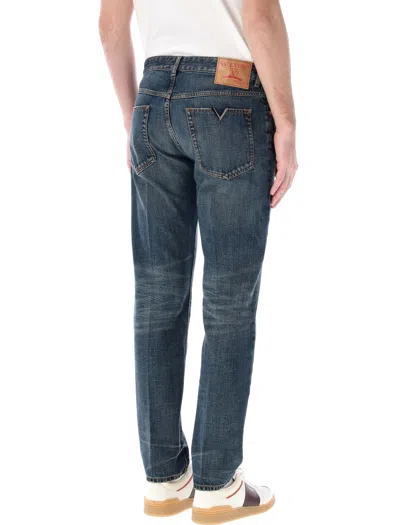 Shop Valentino Slim Fit Denim Jeans For Men In Dark_blue_wash