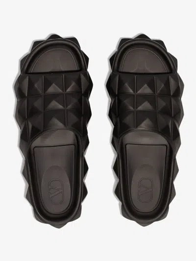 Shop Valentino Studded Men's Slide Sandals For Ss23 In Black