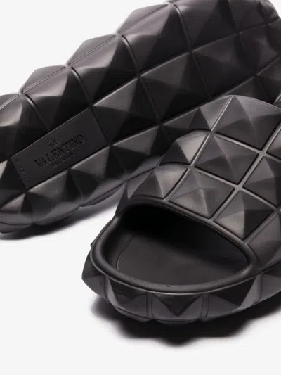Shop Valentino Studded Men's Slide Sandals For Ss23 In Black