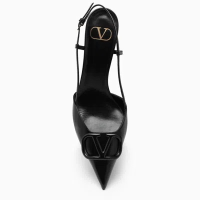 Shop Valentino Vlogo Black Leather Slingback For Women With Pointed Toe Design And Slim Heel