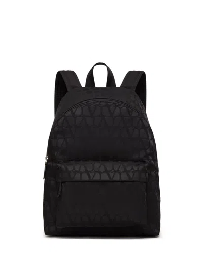 Shop Valentino Luxurious Vlogo Leather Backpack In Black