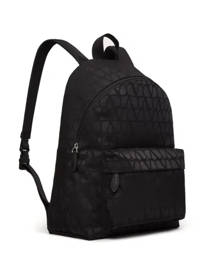 Shop Valentino Luxurious Vlogo Leather Backpack In Black