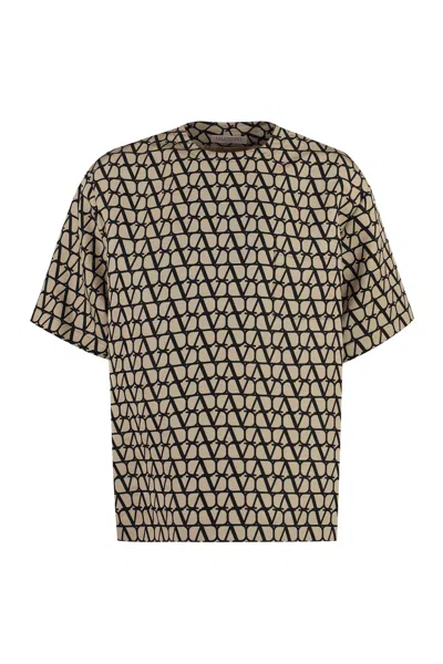 Shop Valentino Luxurious Silk T-shirt With Iconic Motif In Multicolor