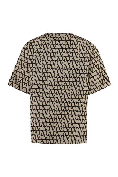 Shop Valentino Luxurious Silk T-shirt With Iconic Motif In Multicolor