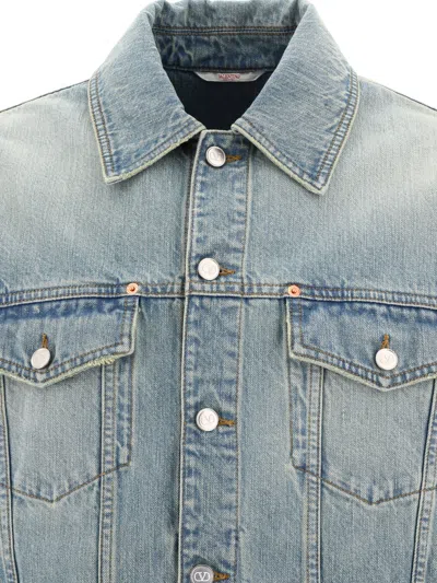 Shop Valentino Men's Light Blue Denim Jacket