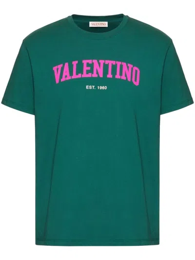 Shop Valentino Men's Print T-shirt In Verde/pink For Ss23 In Green