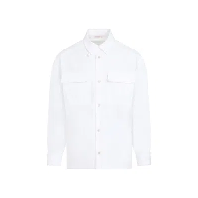 Shop Valentino Men's White Cotton Shirt Jacket For Ss24