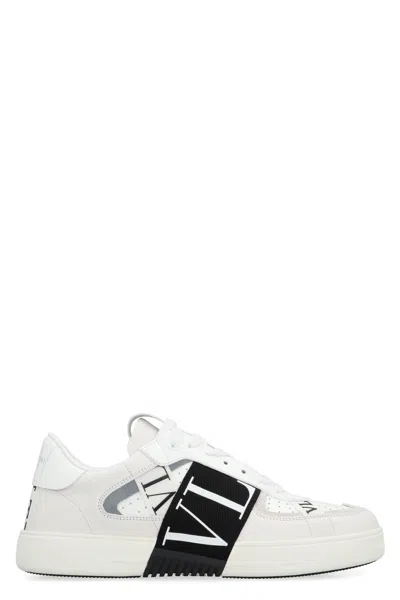 Shop Valentino Men's White Low-top Sneakers: Leather And Fabric With Rubber Soles For Ss24