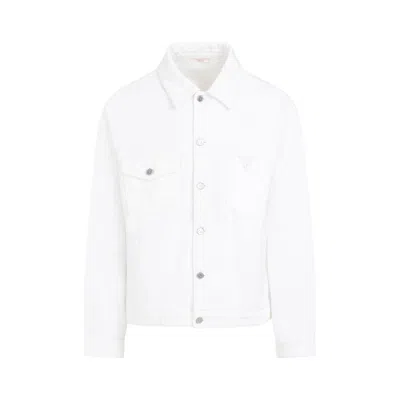 Shop Valentino Men's White Denim Jacket For Ss24