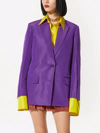 Shop Valentino Purple Single-breasted Jacket For Women | Ss22 Collection In Prism Violet