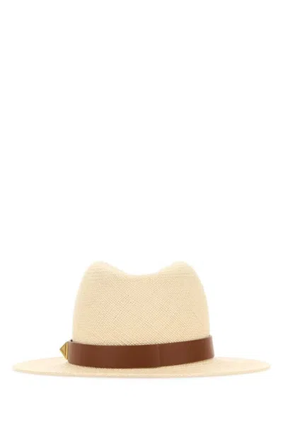 Shop Valentino Studded Fedora Hat In Naturale For Women