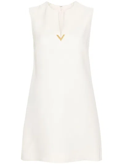 Shop Valentino Stunning Wool And Silk Blend Short Dress For Women In White