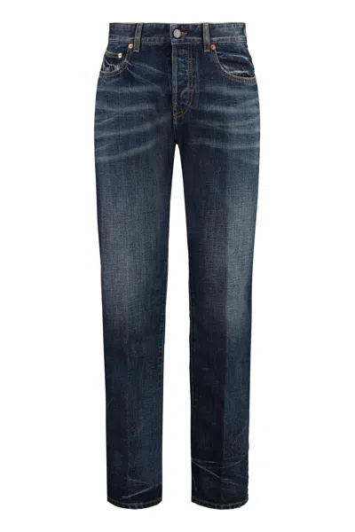 Shop Valentino Stylish Blue Carrot-fit Jeans For Men In Denim